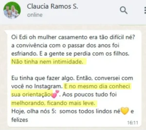 "Faltava intimidade… Com sua ajuda, tudo foi mudando." Claucia - 15 anos de casamento.