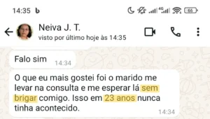 "Não teve pressa. Não reclamou. Ele me esperou… com calma. Depois de 23 anos, foi a primeira vez." Neiva.